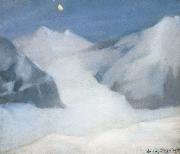 William Stott of Oldham Mountain Peak by Moonlight Sweden oil painting artist